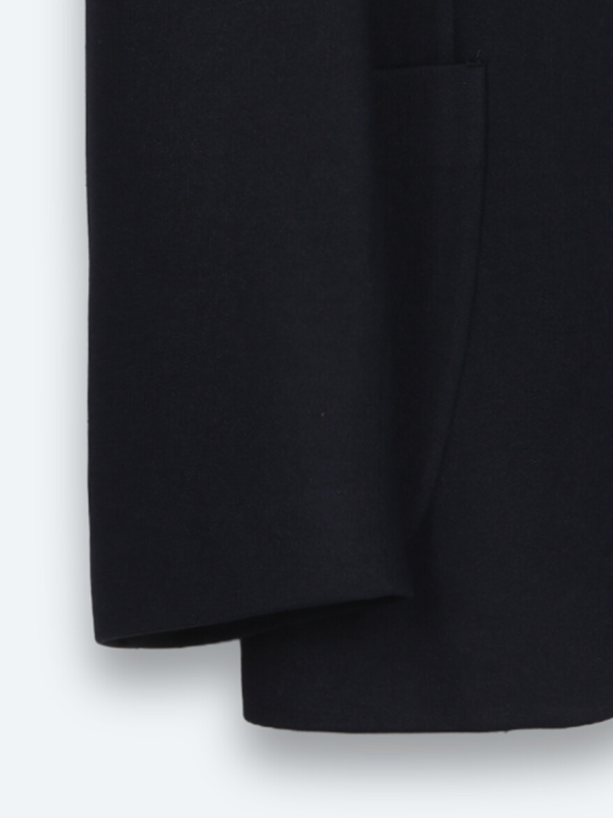 Navy Blue Striped Modern Fit Cotton Blended Suit - 9