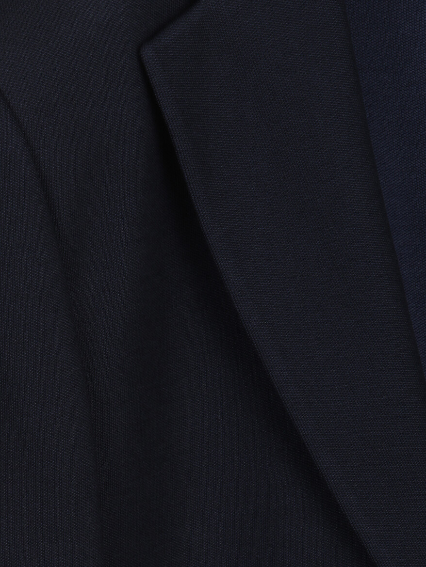 Navy Blue Striped Modern Fit Cotton Blended Suit - 10
