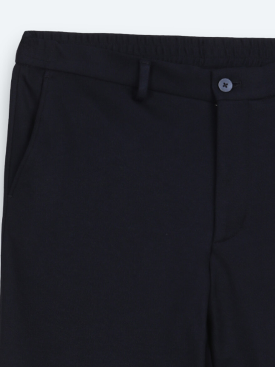 Navy Blue Striped Modern Fit Cotton Blended Suit - 11