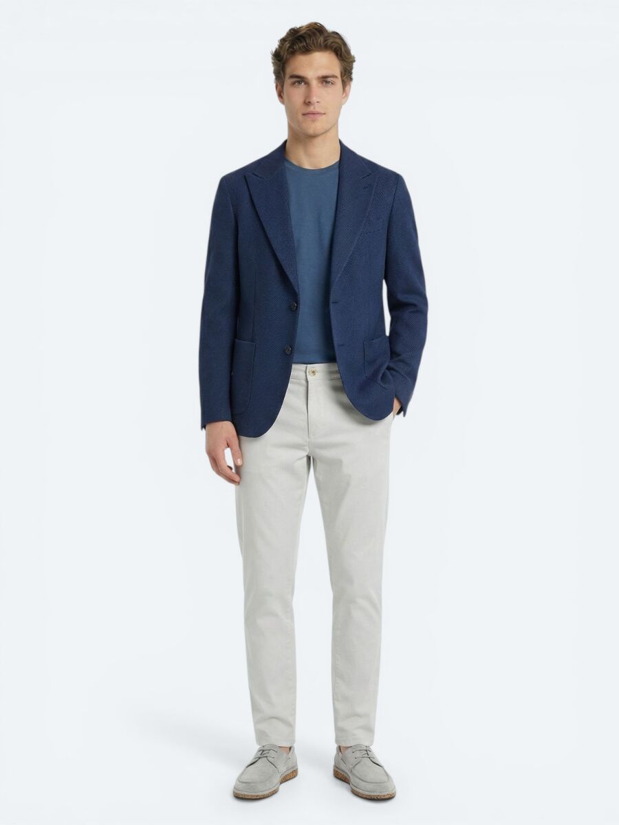 Navy Blue Striped Modern Fit Jacket - 4