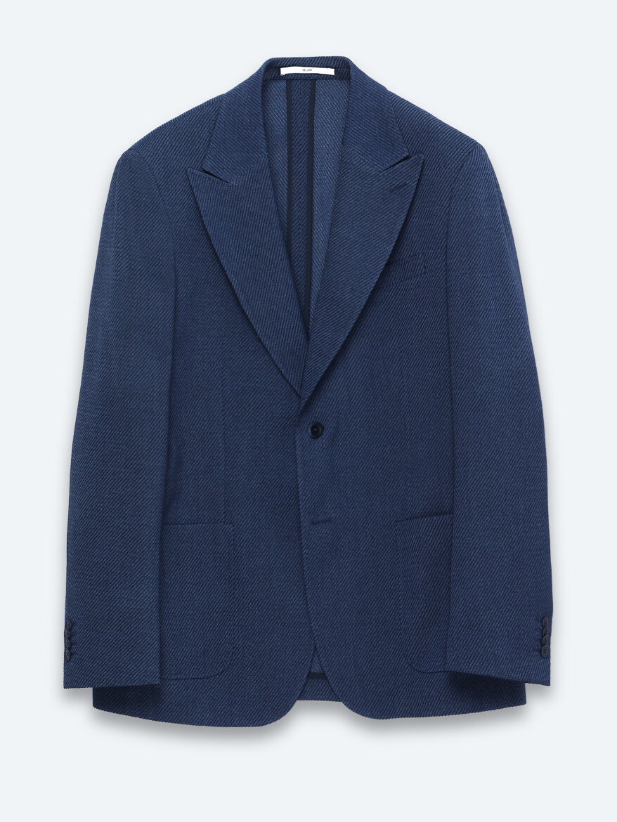 Navy Blue Striped Modern Fit Jacket - 6