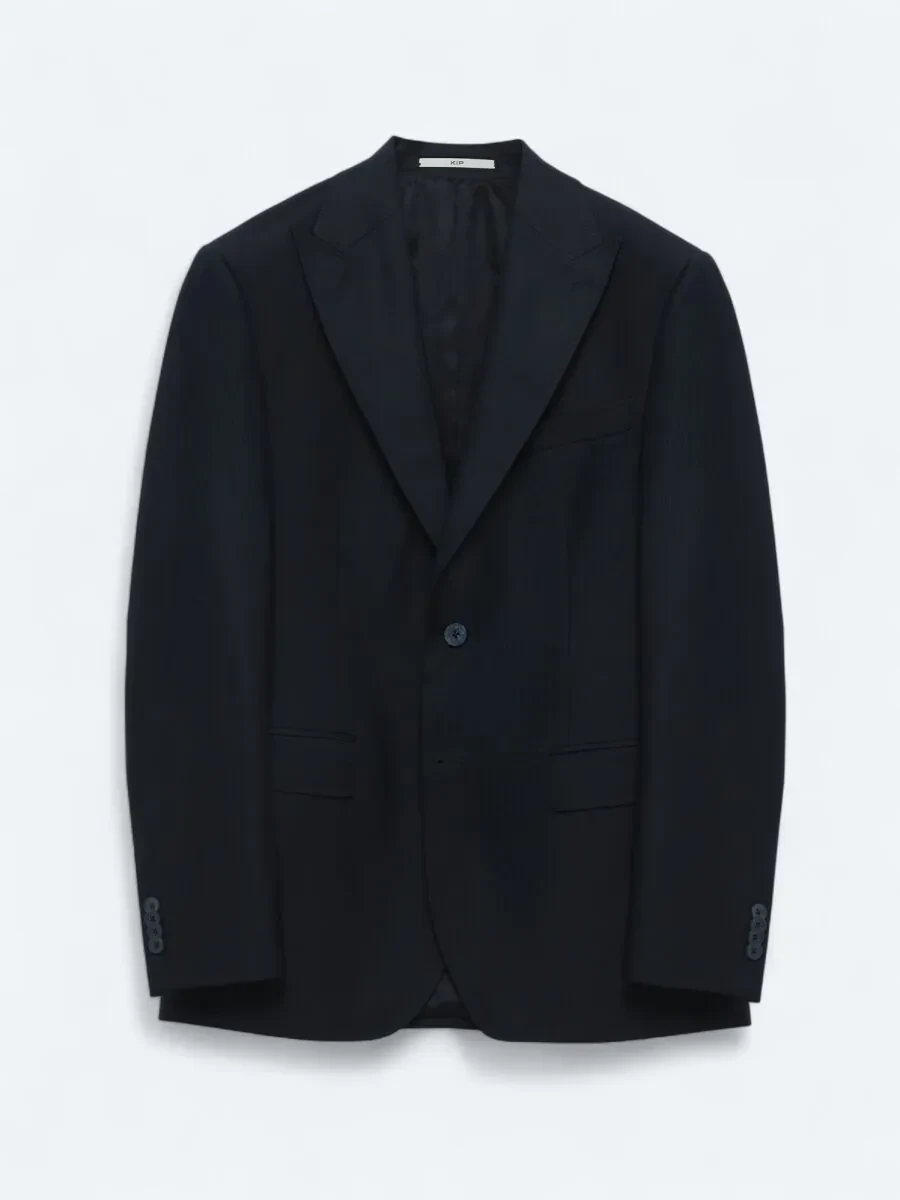 Navy Blue Striped Modern Fit Wool Blended Suit - 1