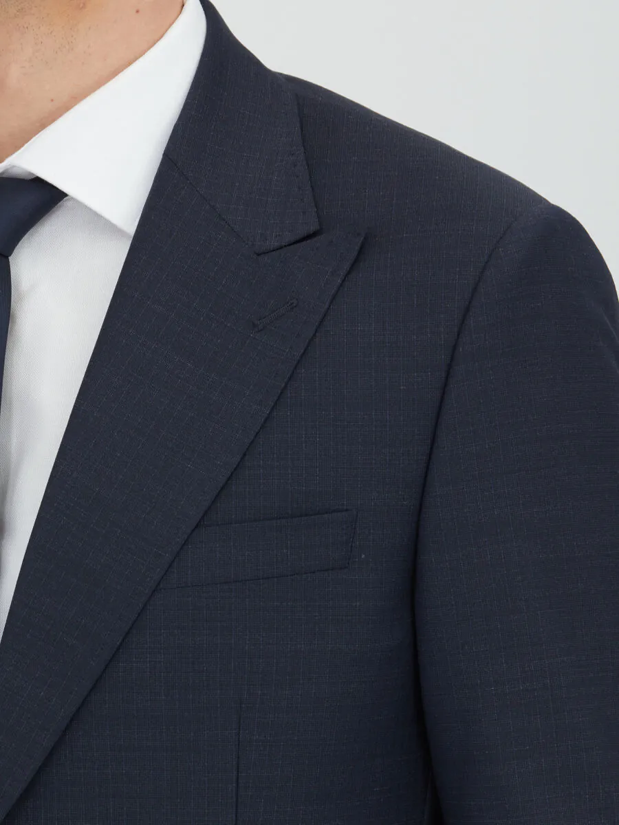 Navy Blue Striped Modern Fit Wool Blended Suit - 3