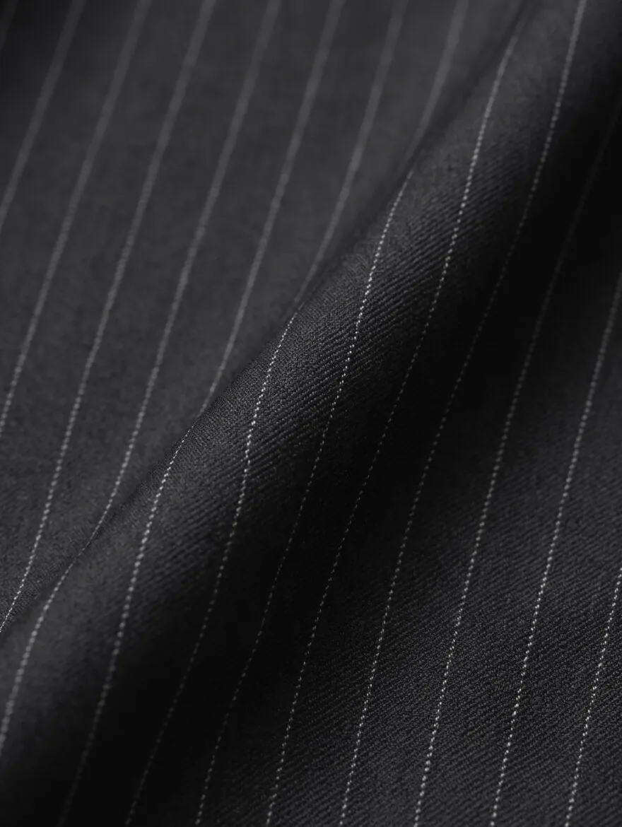 Navy Blue Striped Modern Fit Wool Blended Suit - 15