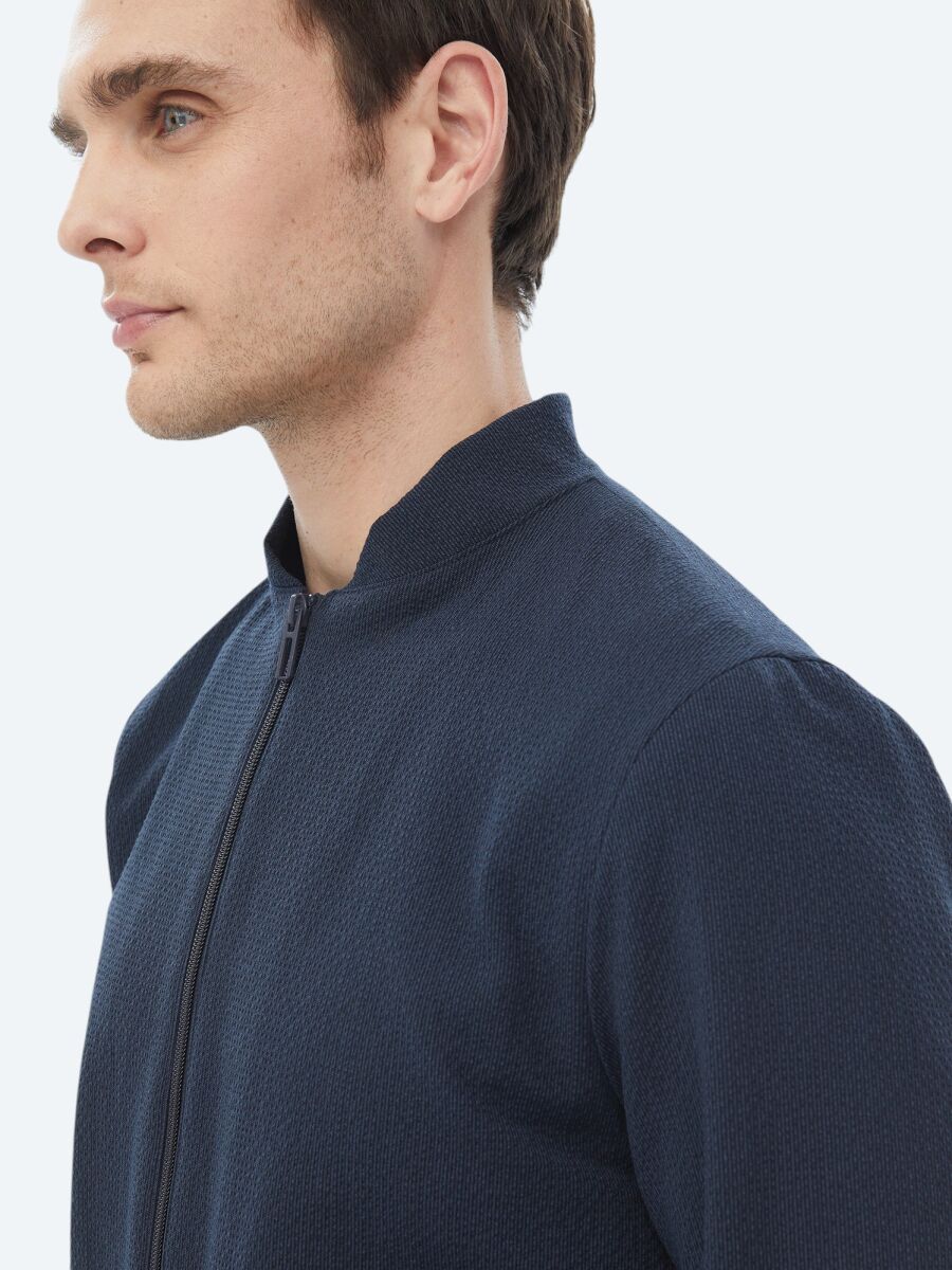 Navy Blue Striped Oversize Fit Suit - 6