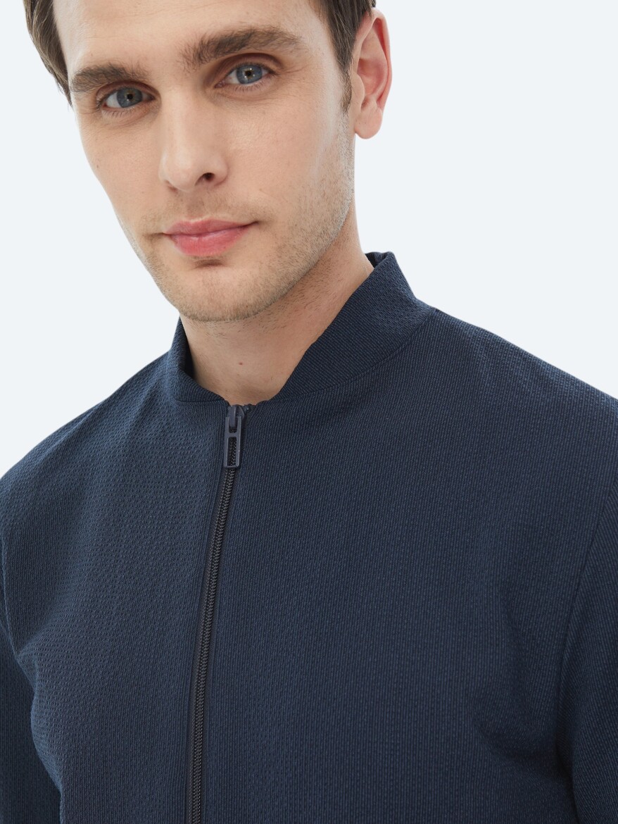 Navy Blue Striped Oversize Fit Suit - 7