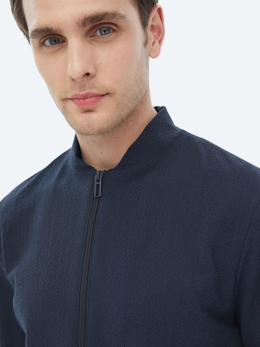 Navy Blue Striped Oversize Fit Suit - 7