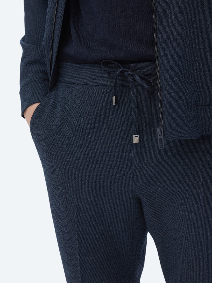 Navy Blue Striped Oversize Fit Suit - 9