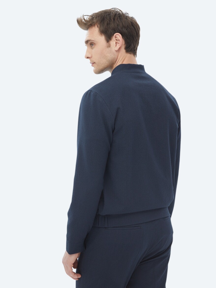 Navy Blue Striped Oversize Fit Suit - 11