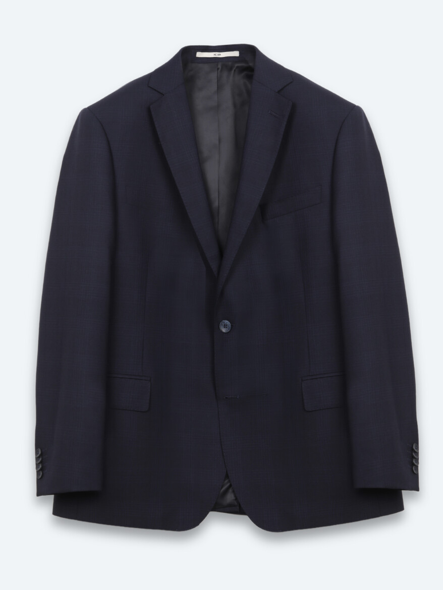 Navy Blue Striped Regular Fit 100% Wool Suit - 5