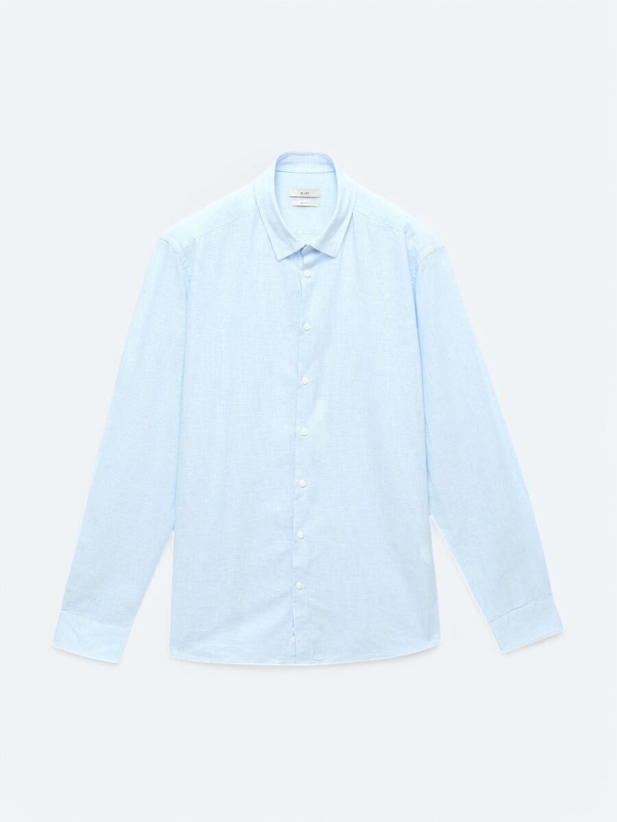 Navy Blue Striped Regular Fit Long Weaving Casual Cotton Blended Shirt - 1