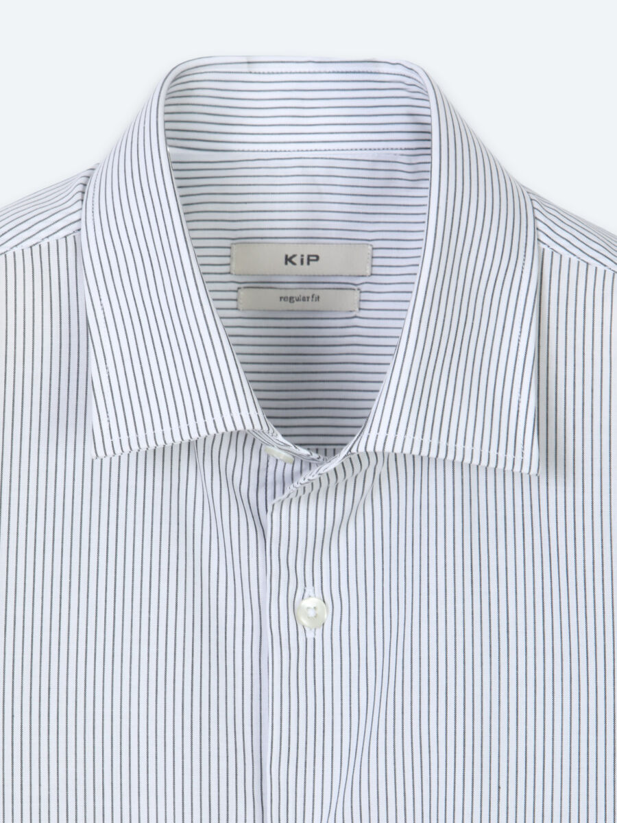 Navy Blue Striped Regular Fit Long Weaving Casual Cotton Blended Shirt - 8