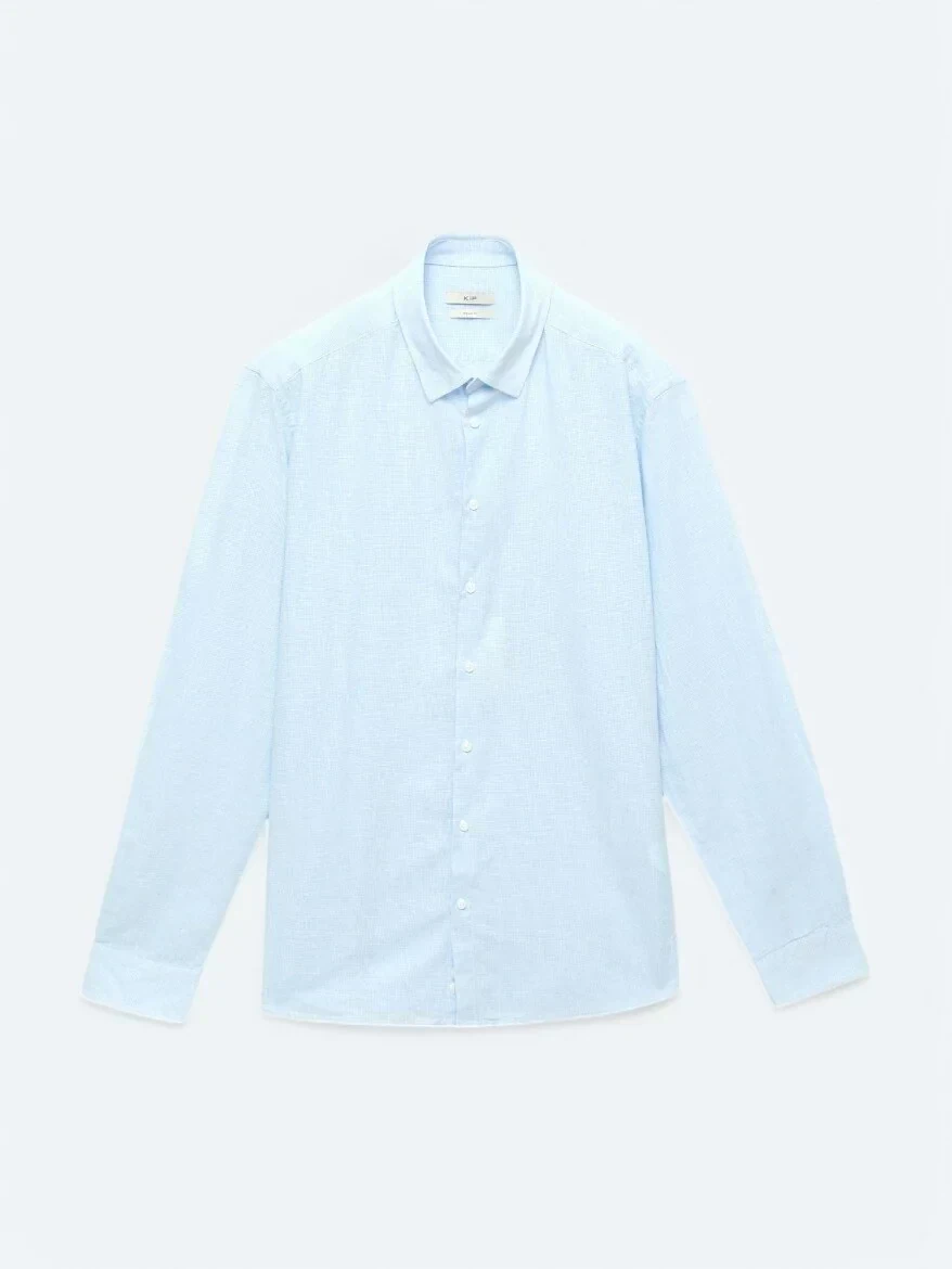 Navy Blue Striped Regular Fit Weaving Casual Cotton Blended Shirt 