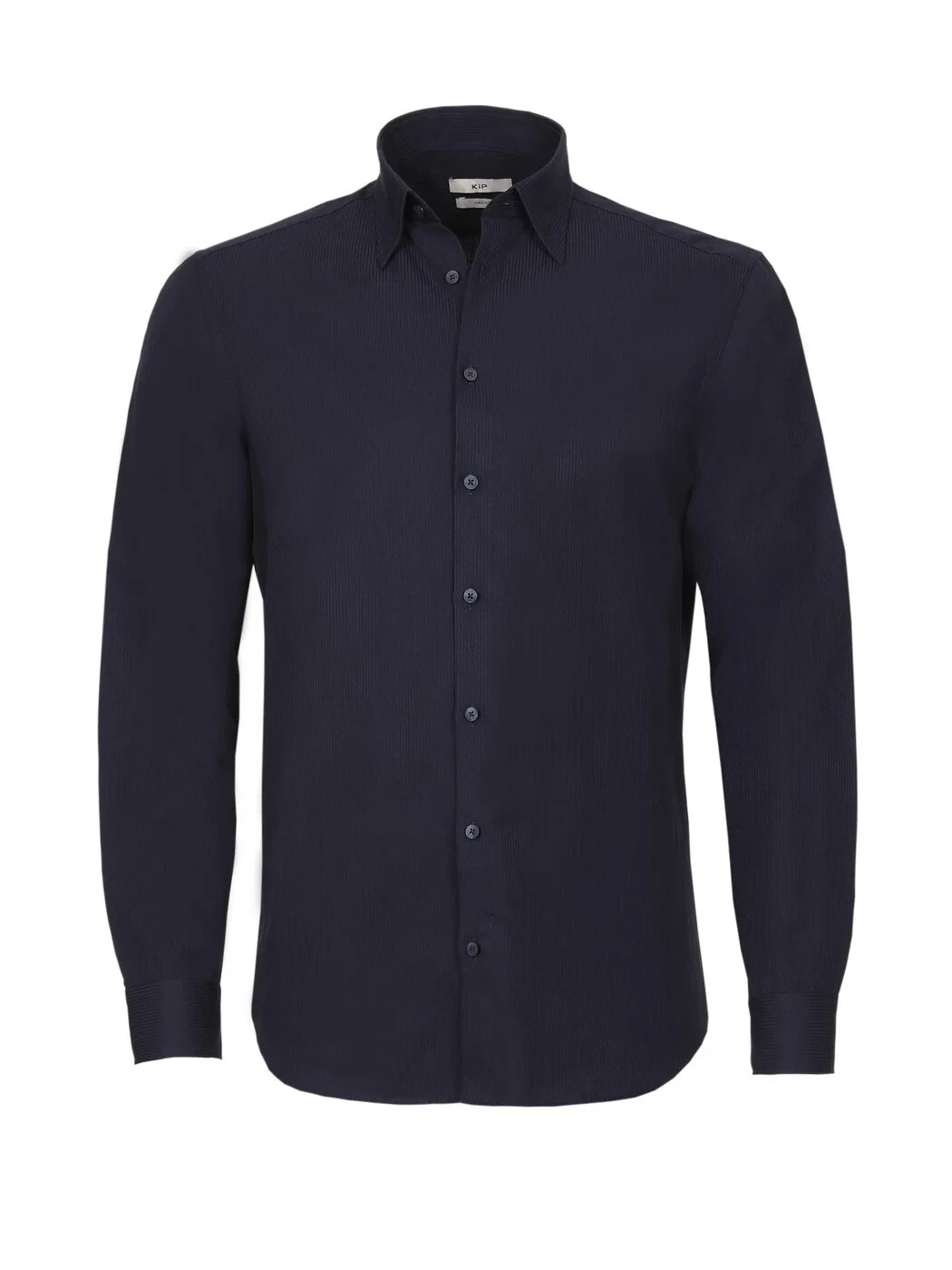 Navy Blue Striped Regular Fit Weaving Classical Cotton Blended Shirt - 6