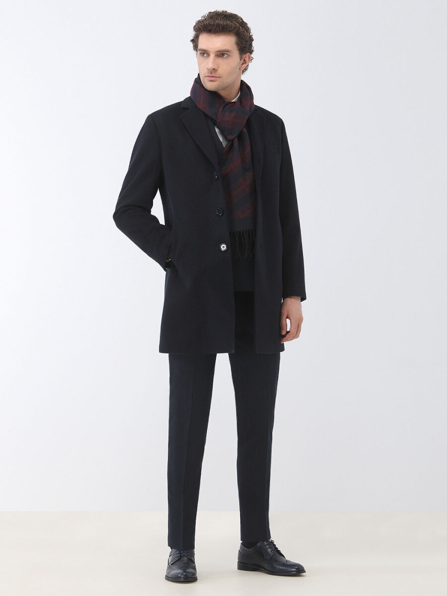 Navy Blue Striped Slim Fit Suit - 3