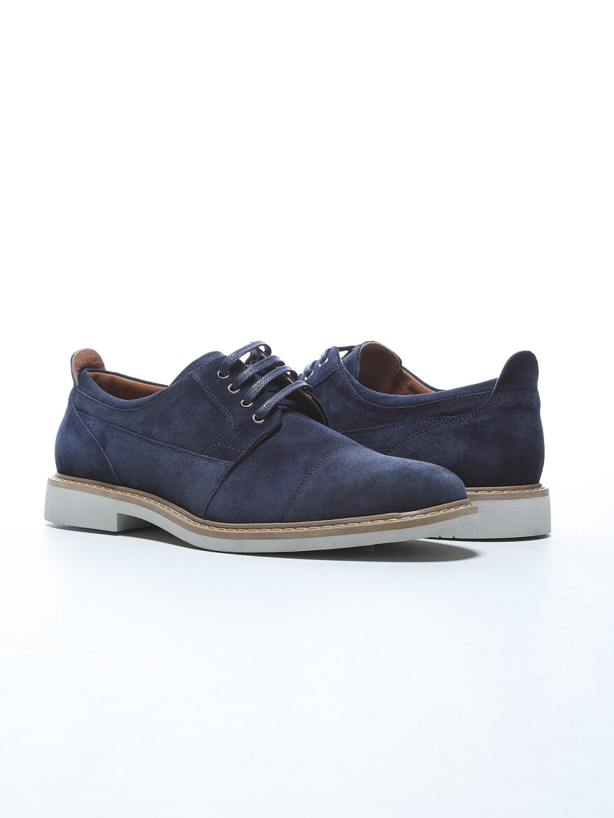 Navy Blue Suede Casual Shoes - 3