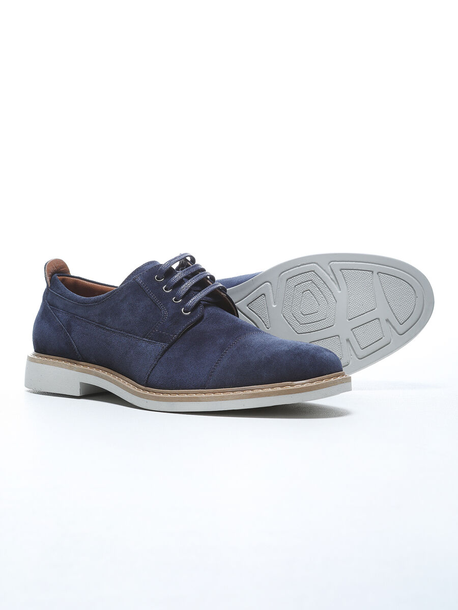 Navy Blue Suede Casual Shoes - 4