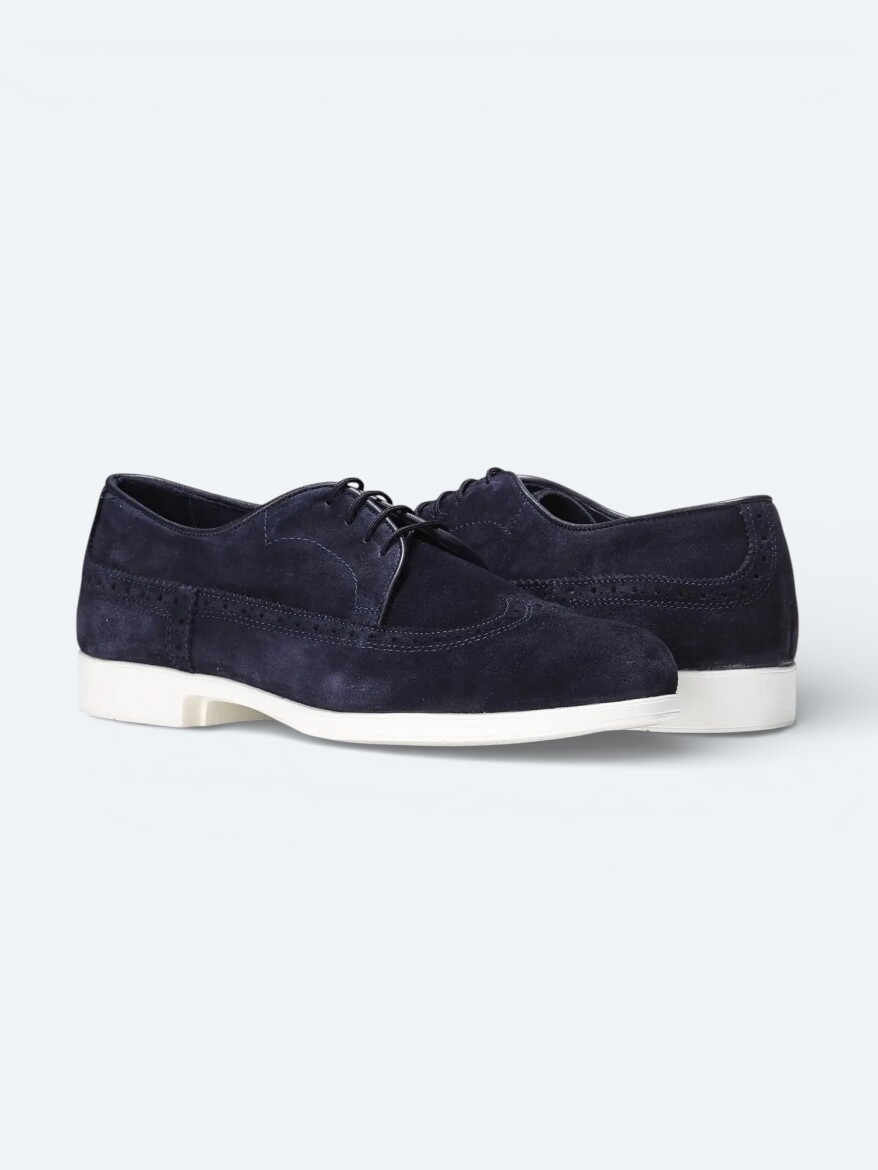 Navy Blue Suede Casual Shoes - 3