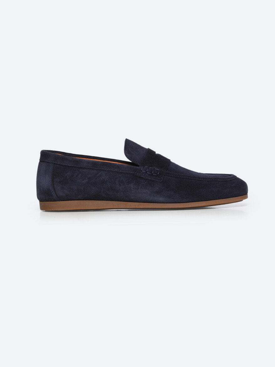 Navy Blue Suede Smart Casual Loafer 