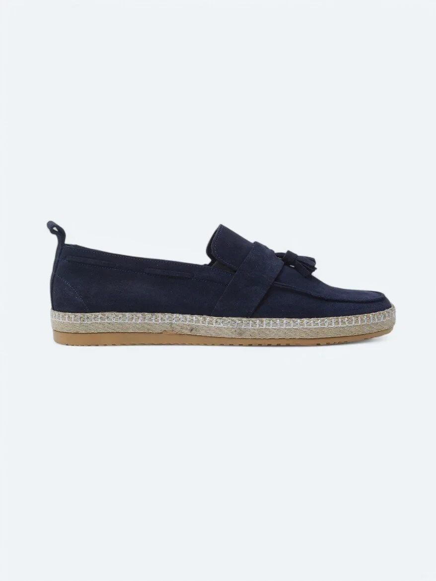 Navy Blue Suede Smart Casual Shoes - 1