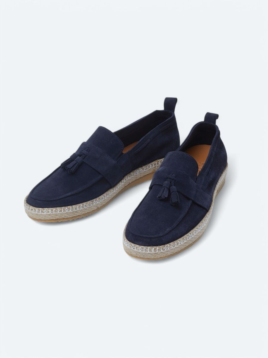 Navy Blue Suede Smart Casual Shoes - 2