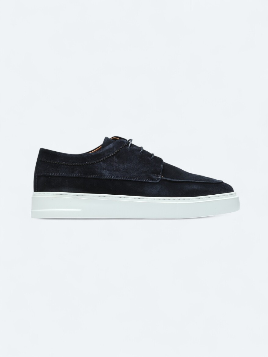Navy Blue Suede Smart Casual Shoes - 1