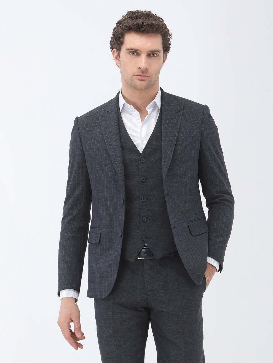 Navy Blue Suit With Waistcoat - 1