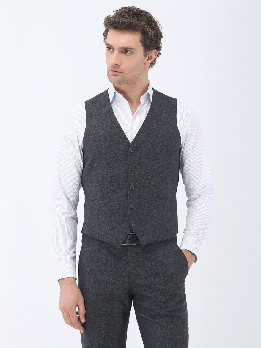 Navy Blue Suit With Waistcoat - 2