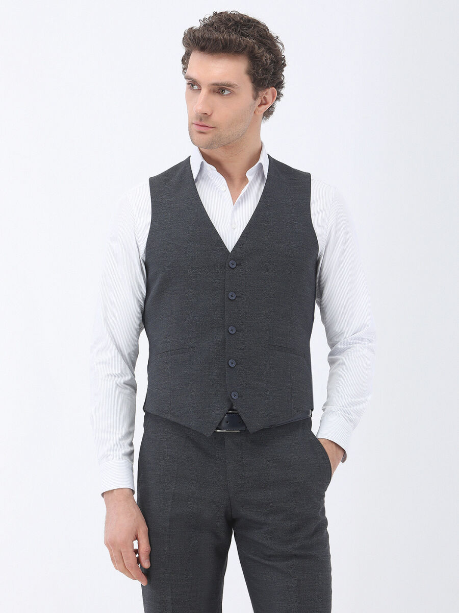 Navy Blue Suit With Waistcoat - 2
