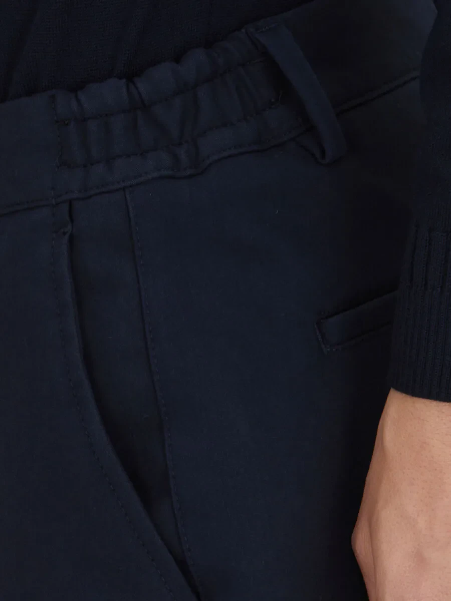 Navy Blue Technical Casual Cotton Blended Trousers - 4