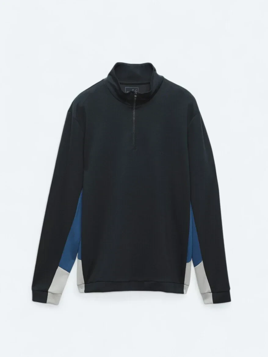 Navy Blue Turtleneck Plain Sweatshirt - 8