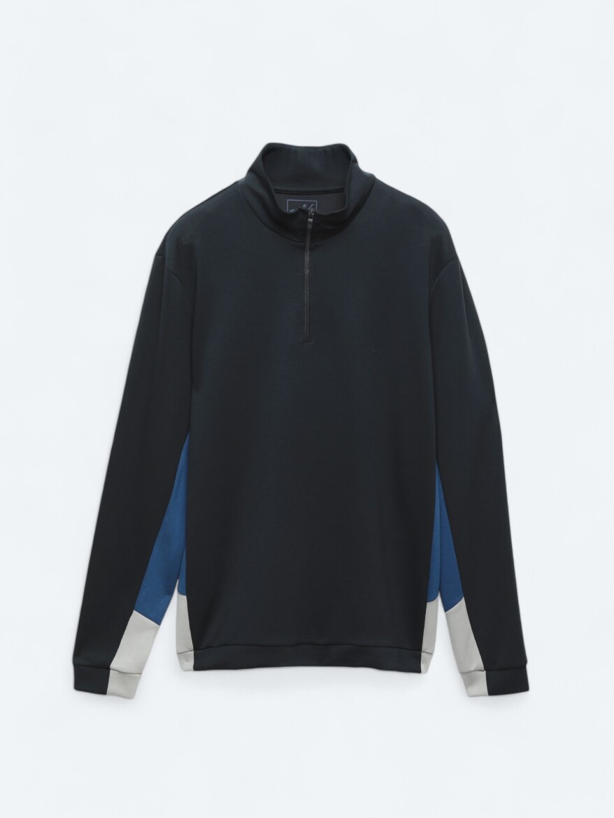 Navy Blue Turtleneck Plain Sweatshirt - 8