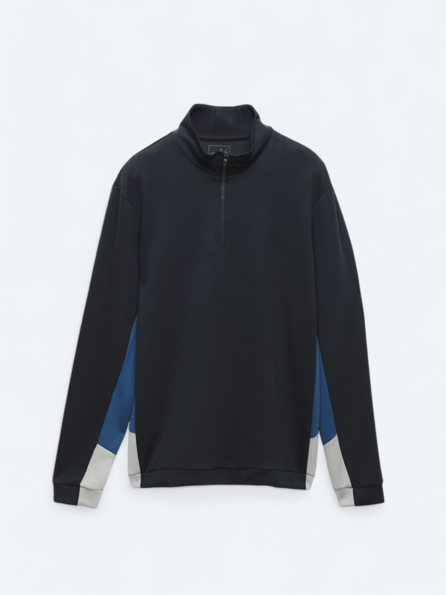 Navy Blue Turtleneck Plain Sweatshirt - 8