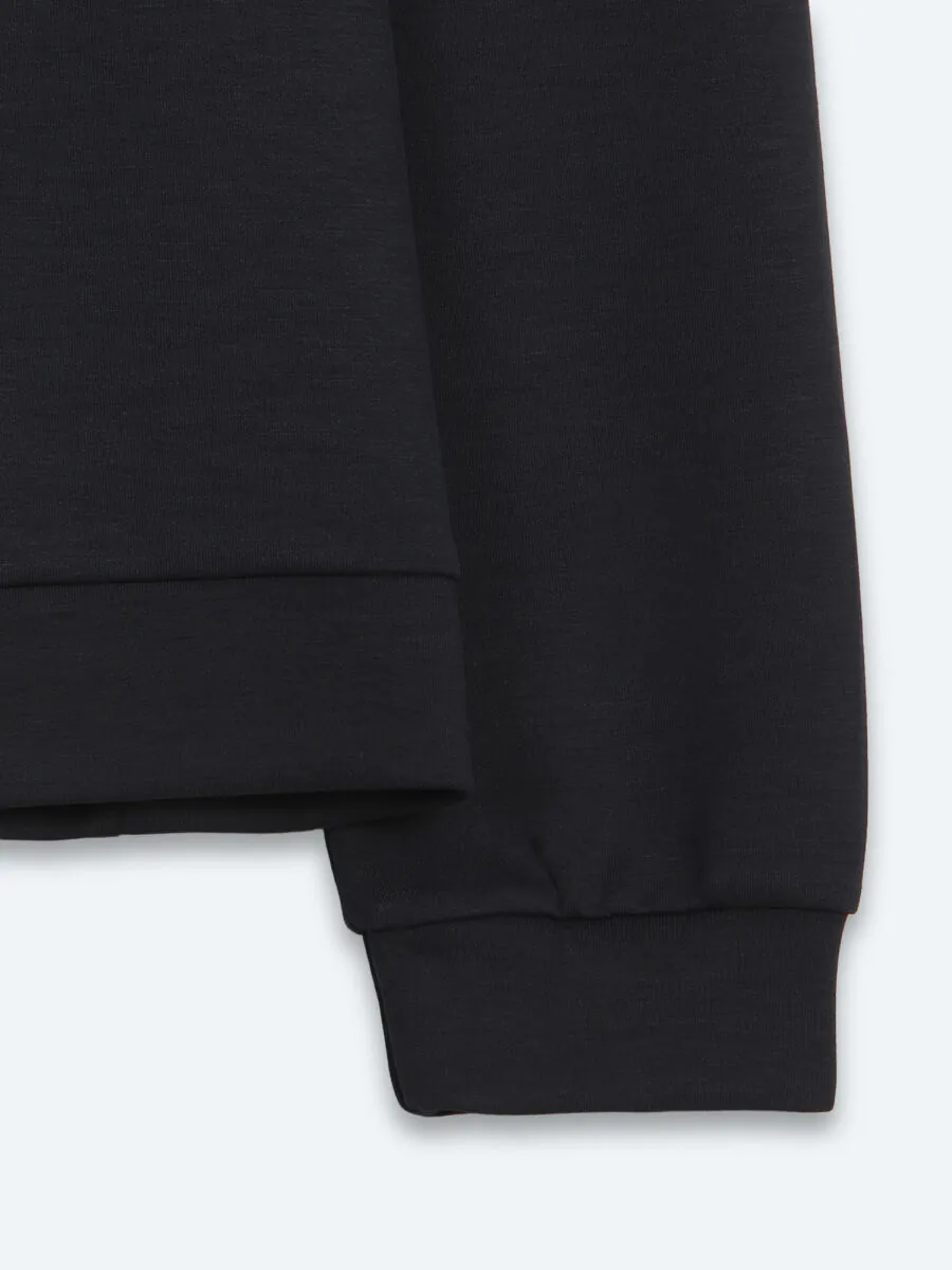 Navy Blue Turtleneck Plain Sweatshirt - 11