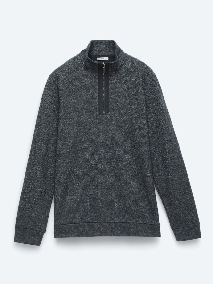 Navy Blue Turtleneck Striped Sweatshirt - 6