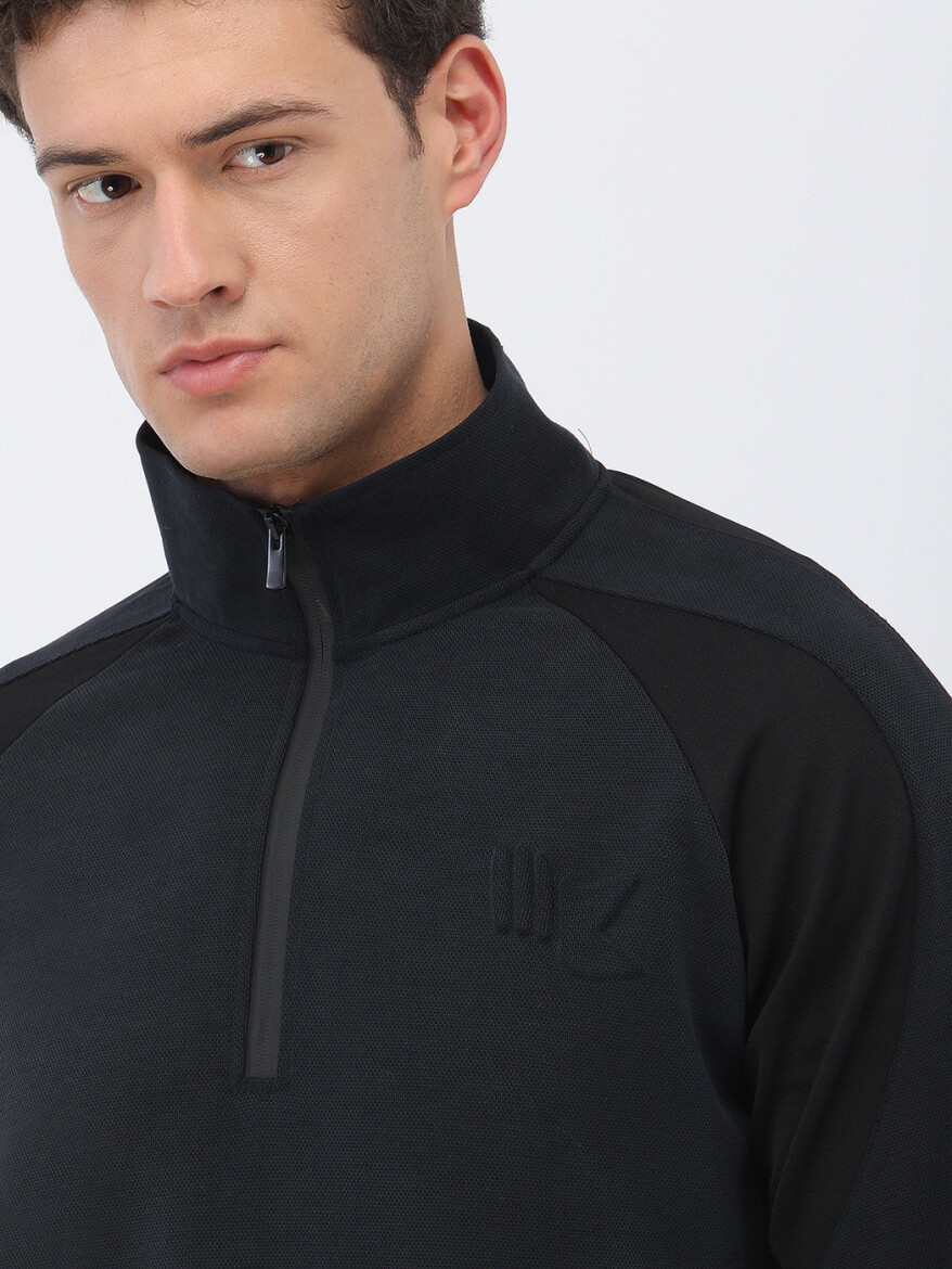 Navy Blue Turtleneck Sweatshirt - 3