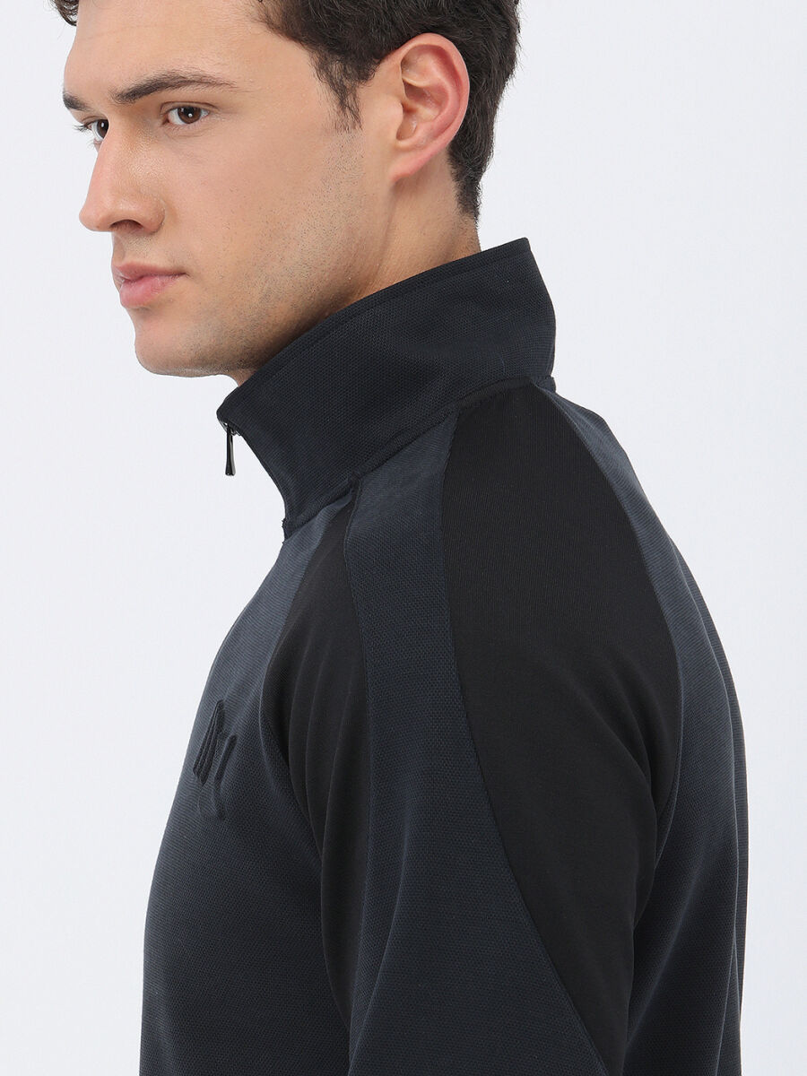 Navy Blue Turtleneck Sweatshirt - 4