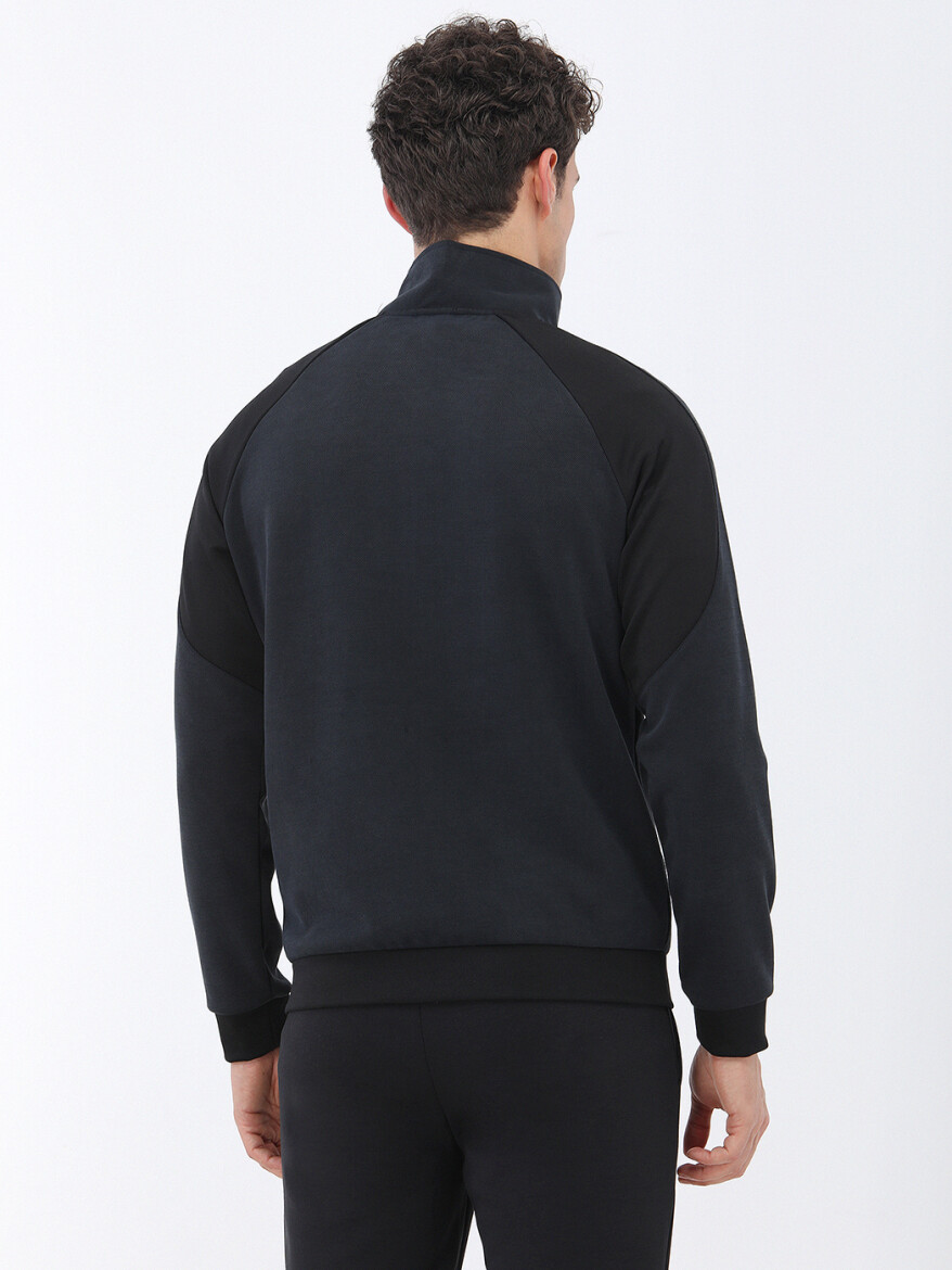 Navy Blue Turtleneck Sweatshirt - 5