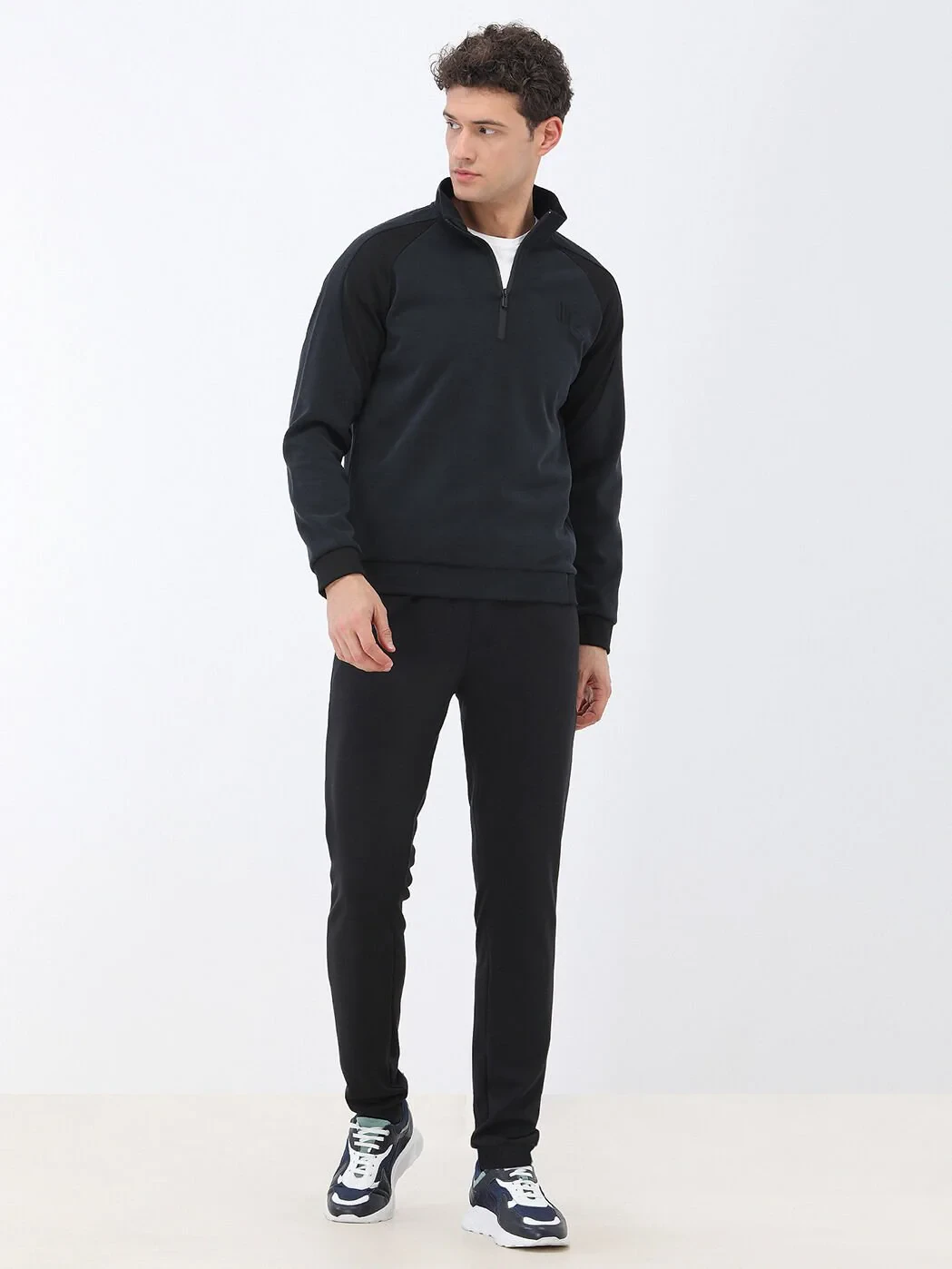 Navy Blue Turtleneck Sweatshirt - 2