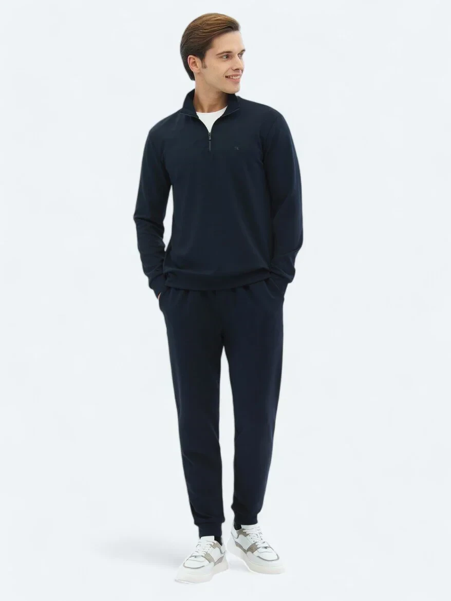 Navy Blue Turtleneck Sweatshirt 