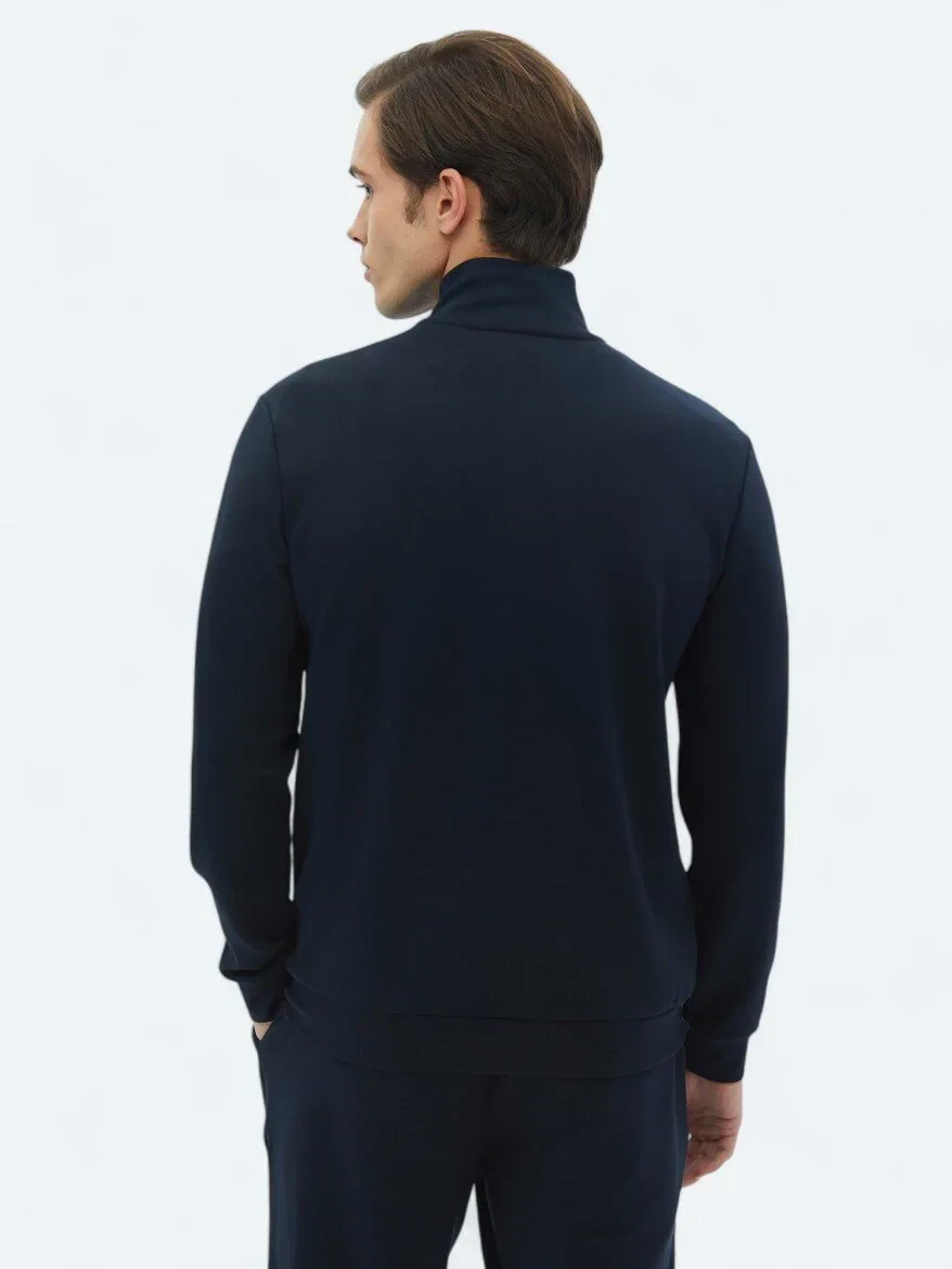 Navy Blue Turtleneck Sweatshirt - 6