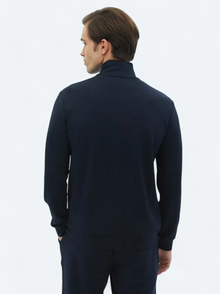 Navy Blue Turtleneck Sweatshirt - 6