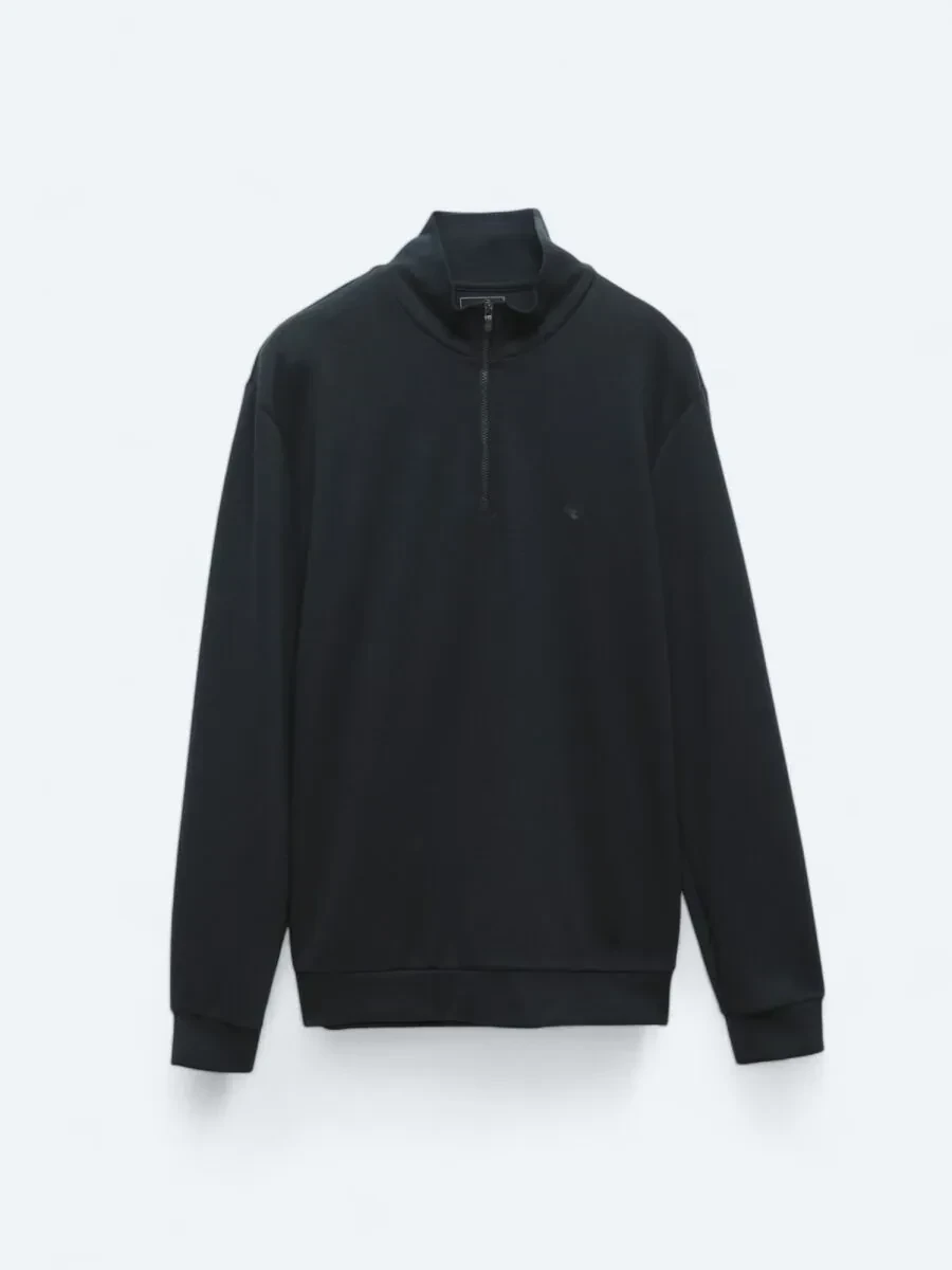 Navy Blue Turtleneck Sweatshirt - 7