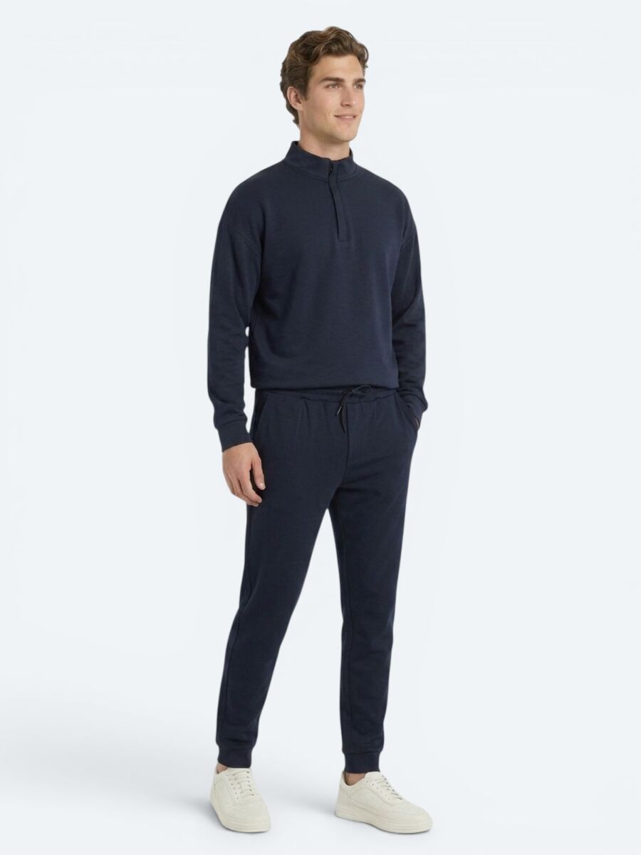 Navy Blue Turtleneck Sweatshirt - 2