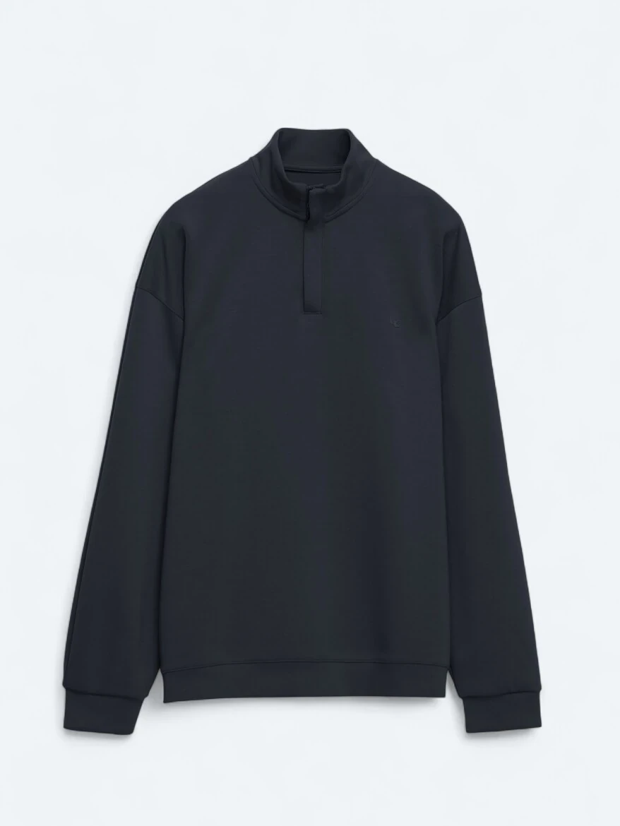 Navy Blue Turtleneck Sweatshirt - 7