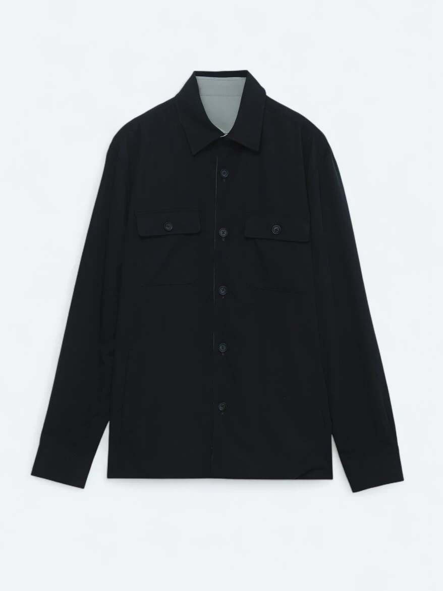 Navy Blue Twoinone Weaving Coat - 1