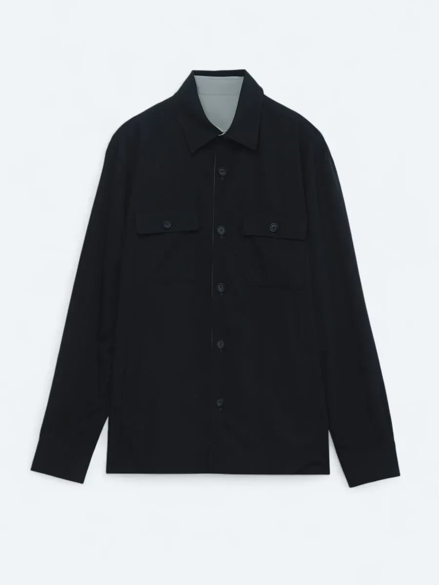 Navy Blue Twoinone Weaving Coat - 1