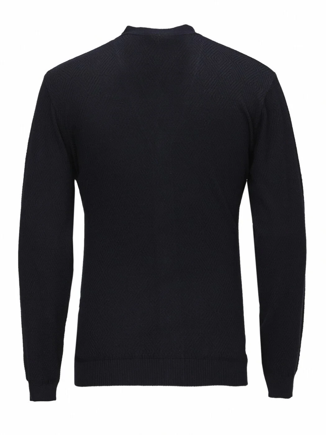 Navy Blue V-Neck Jacquard Cardigan - 2