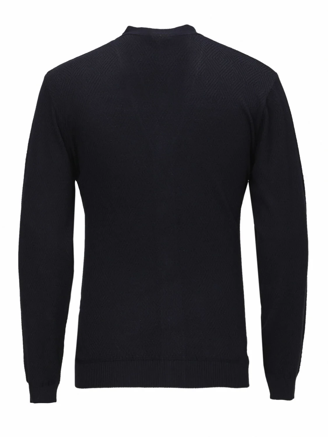 Navy Blue V-Neck Jacquard Cardigan - 2