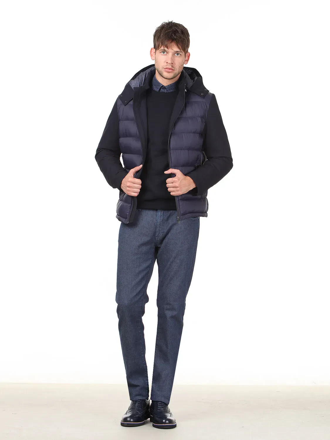 Navy Blue Weaving Coat - 3
